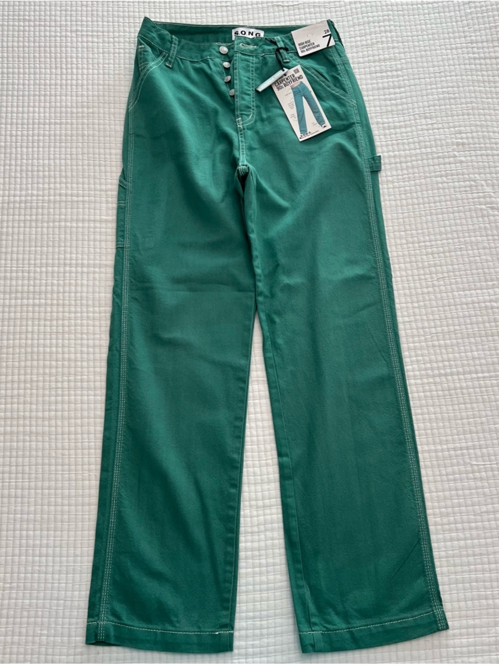 S.O.N.G. Teal Green High-Waist Jeans